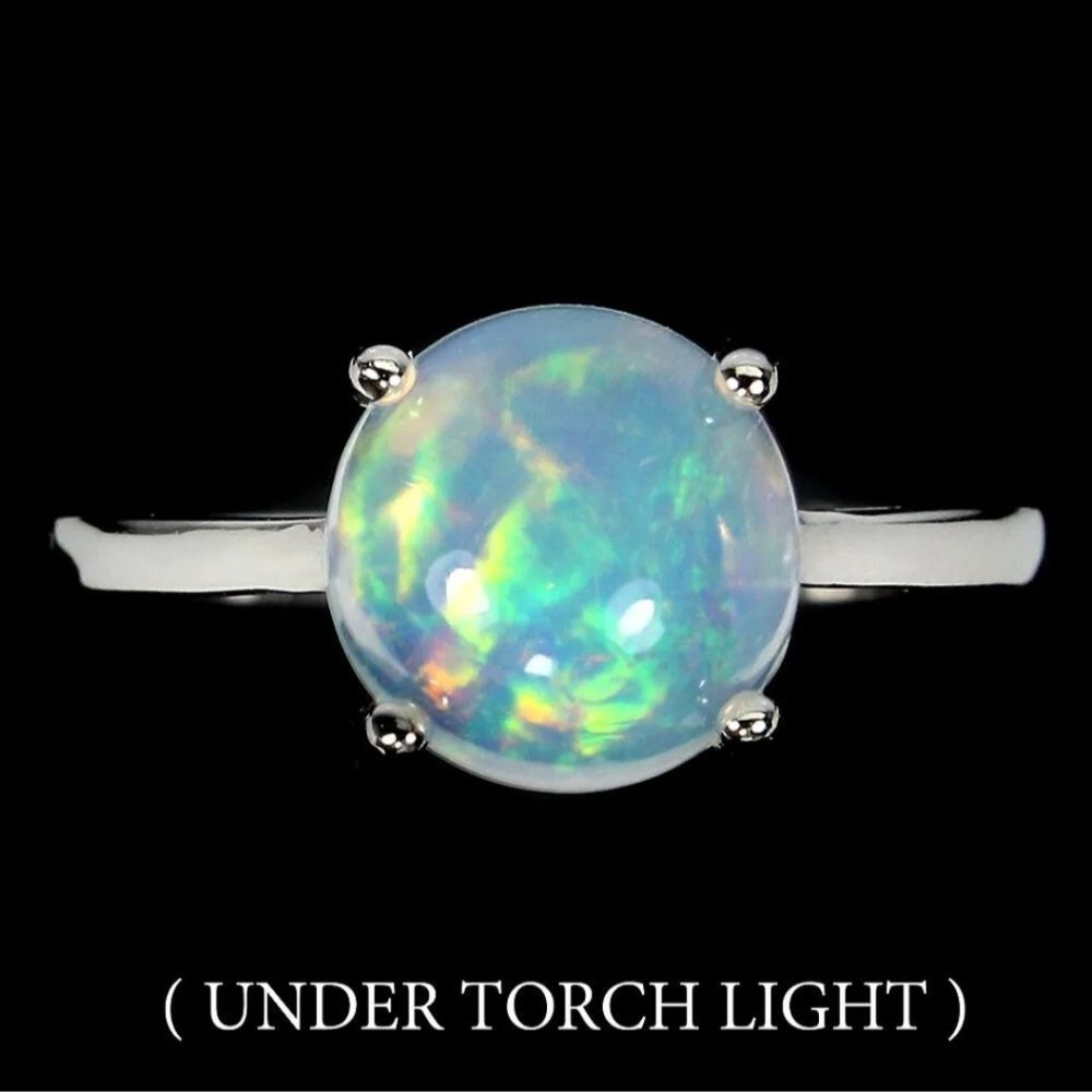 Opal Ring, Gemstone Solitaire Ring, Birthstone Da… - image 1